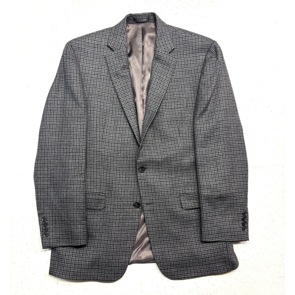 Ralph Lauren 40R‎ Gray Houndstooth Blazer Jacket Sport Suit Coat Flannel Wool